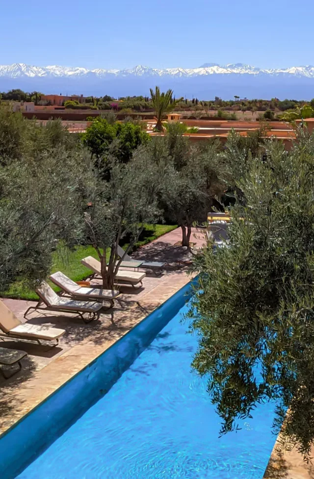 Jardin avec piscine dans une villa à Marrakech